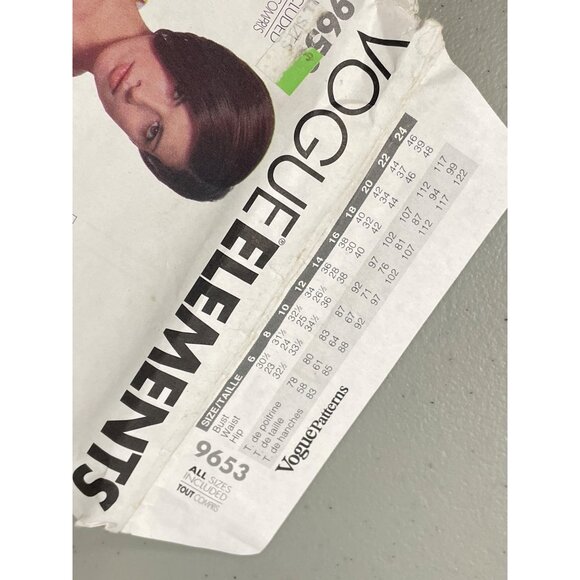 Y2K Vogue Elements 9653 Sewing Pattern Misses Pullover Tunics All Sizes Collar - Picture 2 of 6